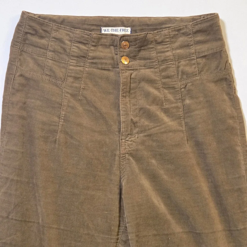 Free People We The Free Jayde Cord Flare Pants Fir Green Size 30 High Rise Boho